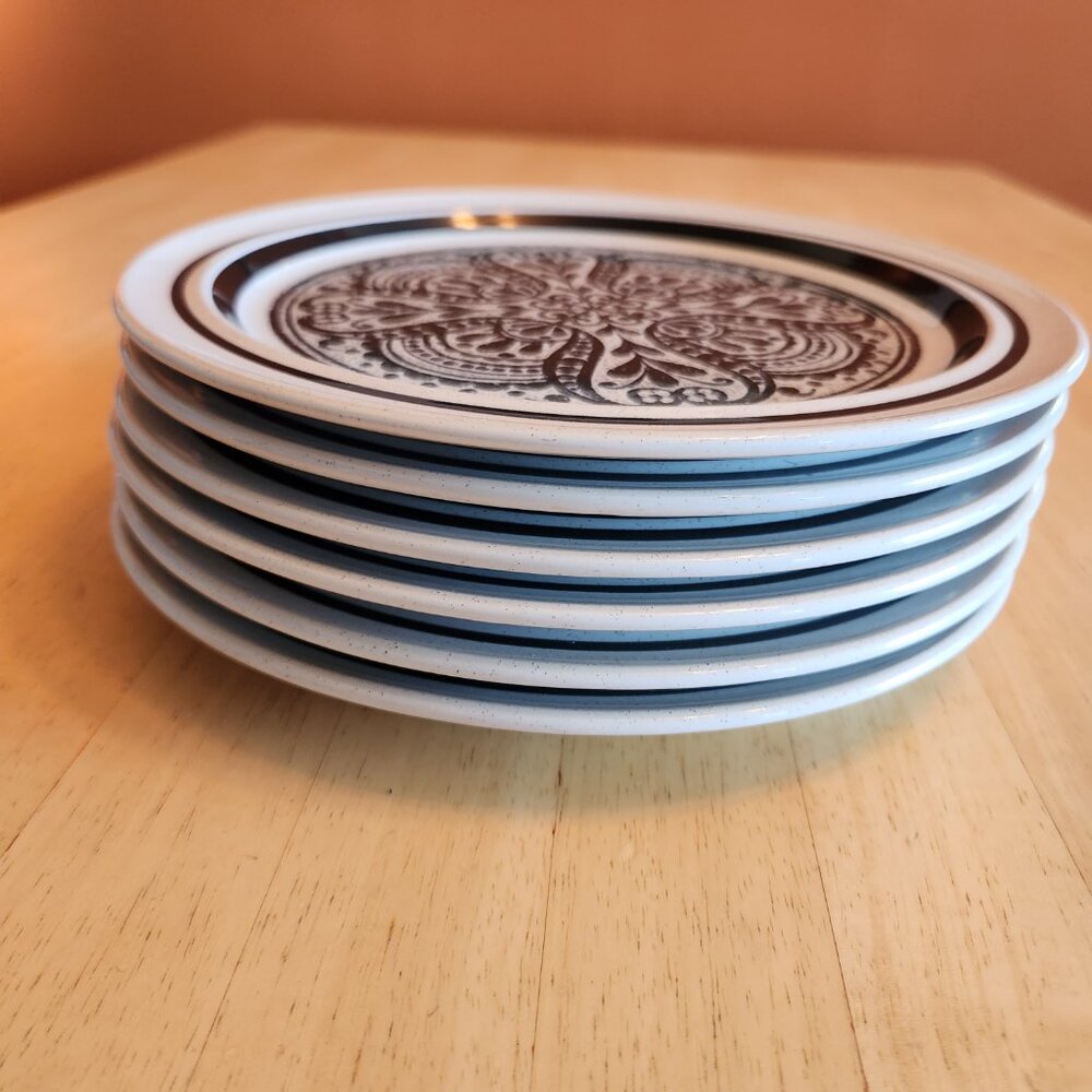 Vintage Noritake Primastone MALAGA Stoneware Luncheon Salad Plate 8 1/4" Set of - Picture 5 of 6